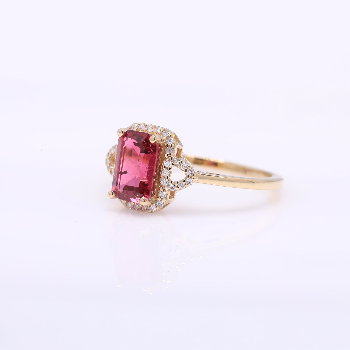 1.48 Ct Octagon Step Cut Natural Rubellite 14K Gold Ring