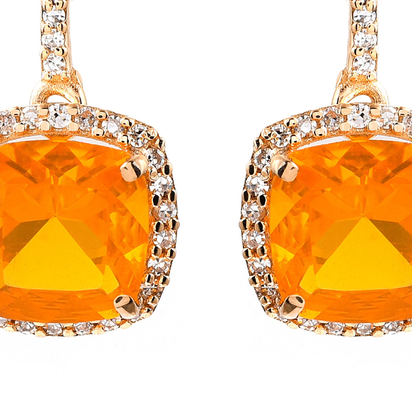 2.06 Ct Cushion Mixed Cut Natural Fire Opal 14K Gold Earrings