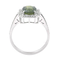 2.82 Ct Oval Mixed Cut Natural Green Sapphire 950 Platinum Ring