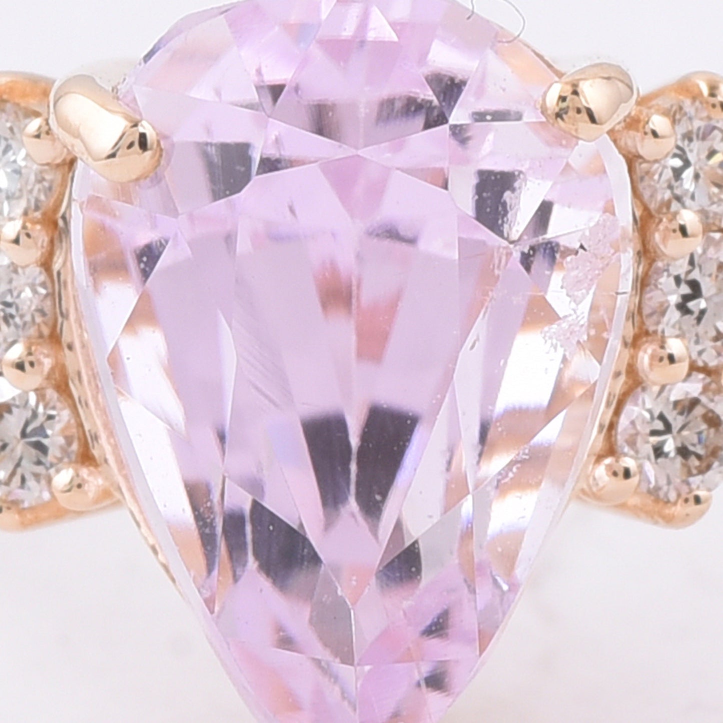 4.59 Ct Pear Natural Kunzite 14K Gold Ring