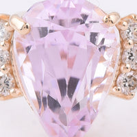 4.59 Ct Pear Natural Kunzite 14K Gold Ring