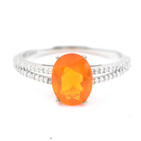 1.19 Ct Oval Mixed Cut Natural Fire Opal 950 Platinum Ring