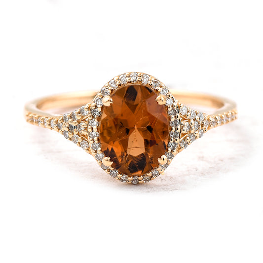 1.43 Ct Oval Mixed Cut Natural Tourmaline 14K Gold Ring