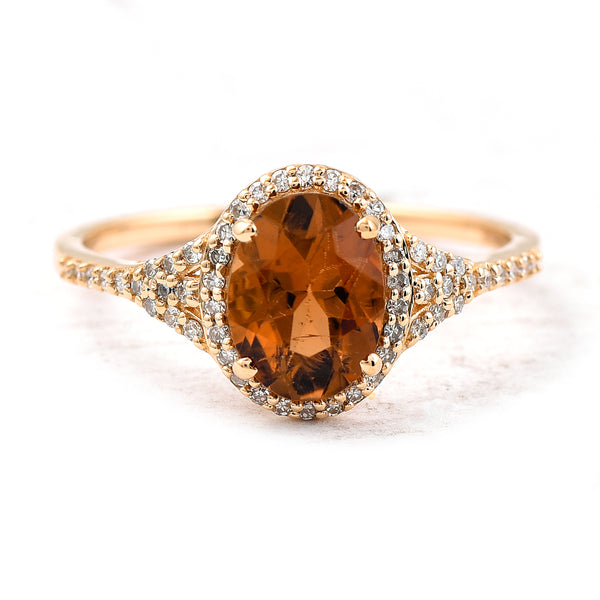 1.43 Ct Oval Mixed Cut Natural Tourmaline 14K Gold Ring