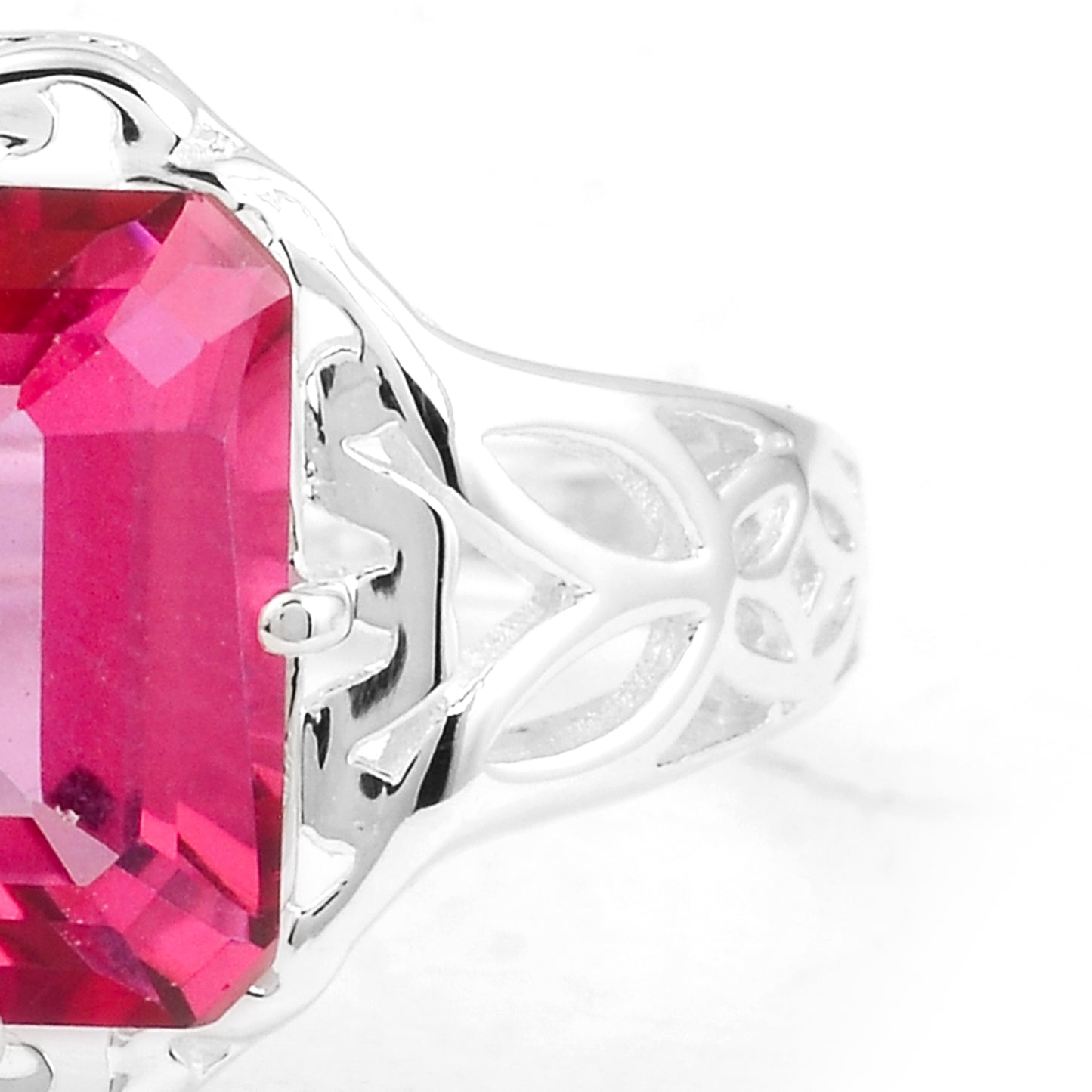 4.17 Ct Octagon Pink Topaz 925 Sterling Silver Ring