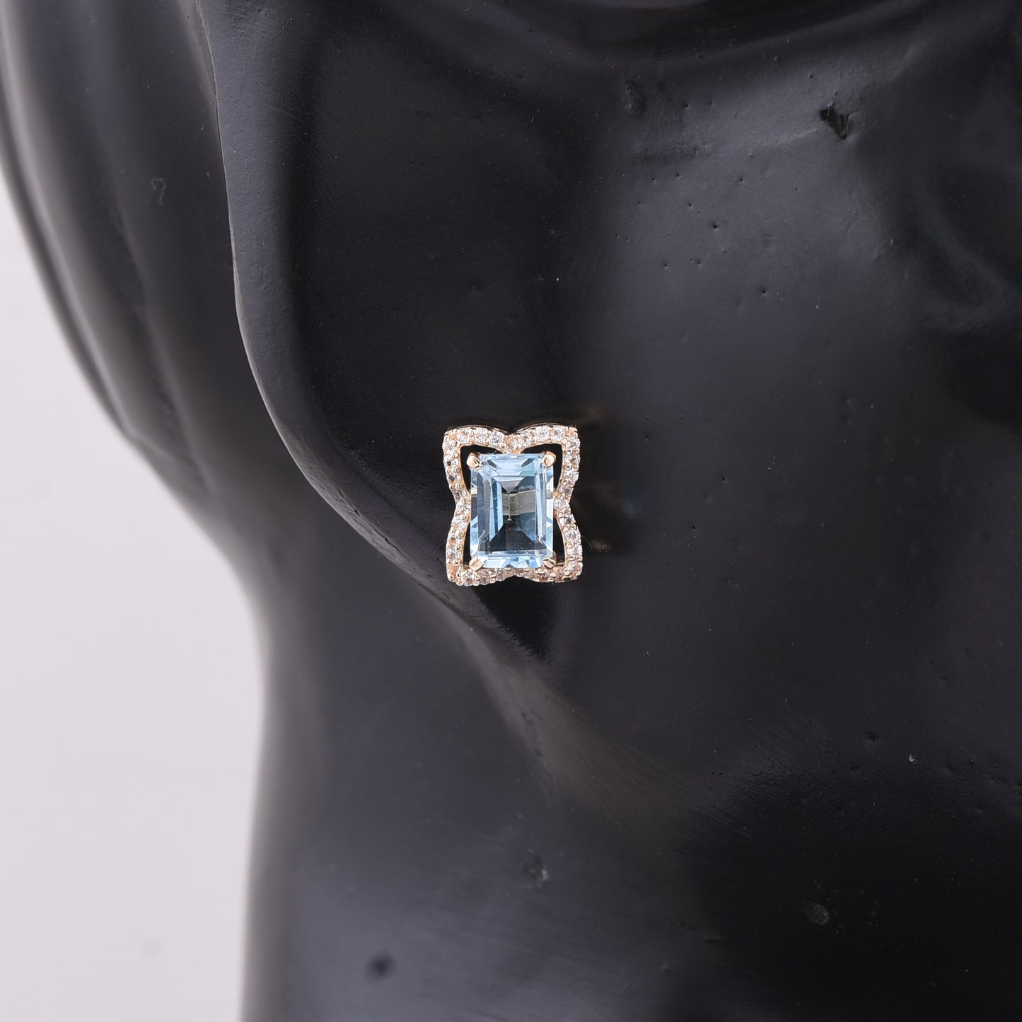 2.59 Ct Octagon Blue Topaz 9K Gold Earrings