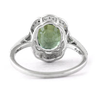 3.48 Ct Oval Mixed Cut Natural Green Sapphire 950 Platinum Ring