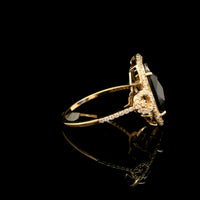 3.56 Ct Oval Mixed Cut Lab Grown Sapphire 14K Gold Ring