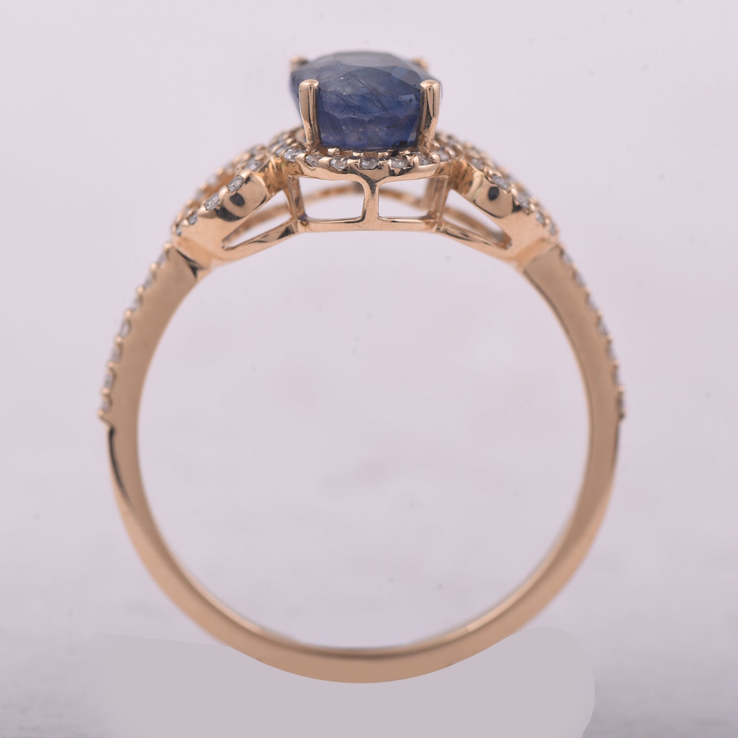 2.25 Ct Oval Mixed Cut Natural Sapphire 14K Gold Ring