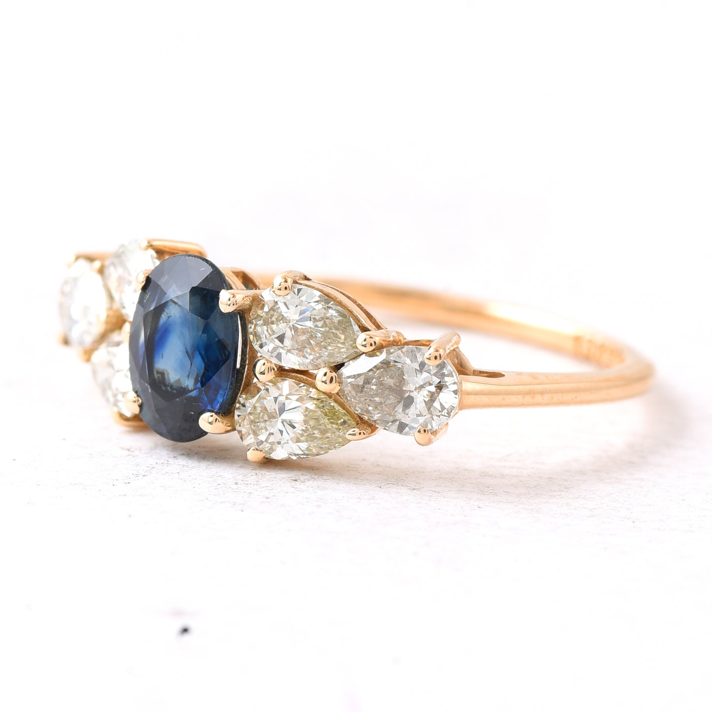 1.82 Ct Oval Mixed Cut Natural Sapphire 14K Gold Ring