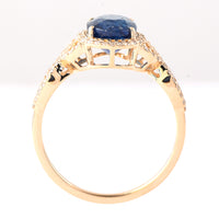 2.49 Ct Oval Mixed Cut Natural Sapphire 14K Gold Ring