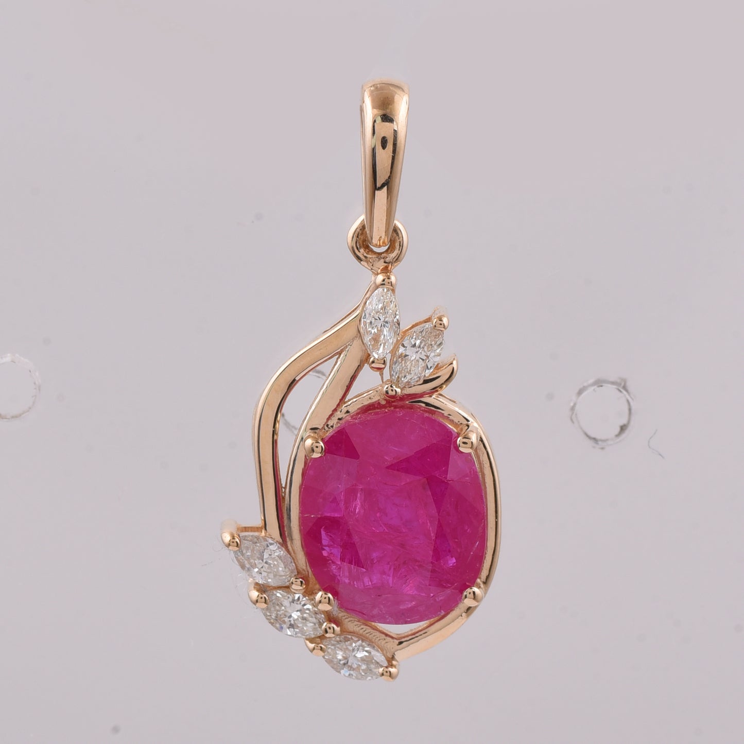 2.20 Ct Oval Natural Ruby 14K Gold Pendant