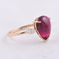 2.30 Ct Pear Cabochon Natural Tourmaline 14K Gold Ring
