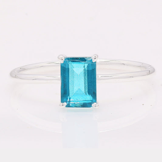 1.40 Ct Octagon Paraiba Topaz 925 Silver Ring