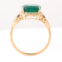 4.62 Ct Oval Mixed Cut Natural Emerald 14K Gold Ring