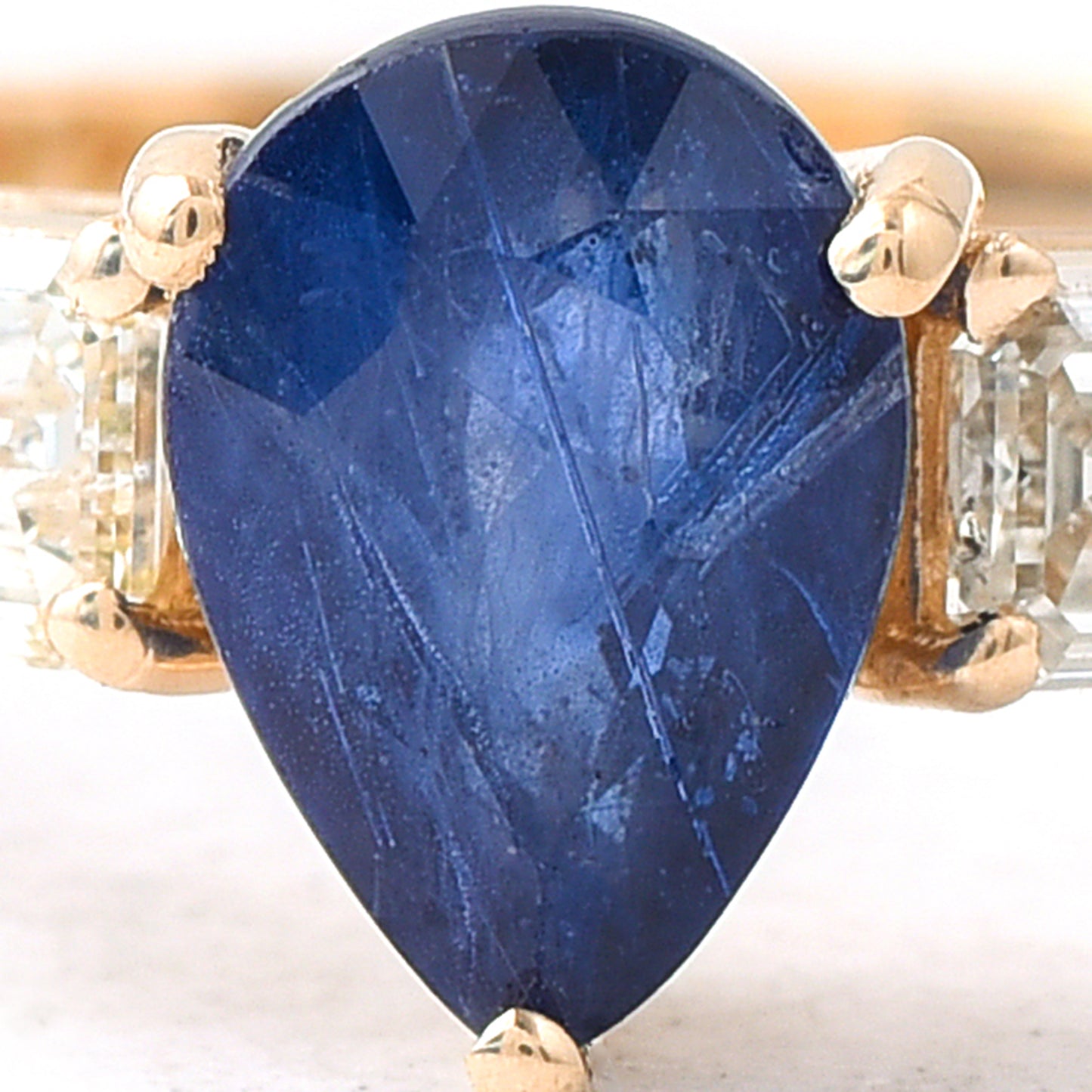 1.60 Ct Pear Sapphire 14K Gold Ring