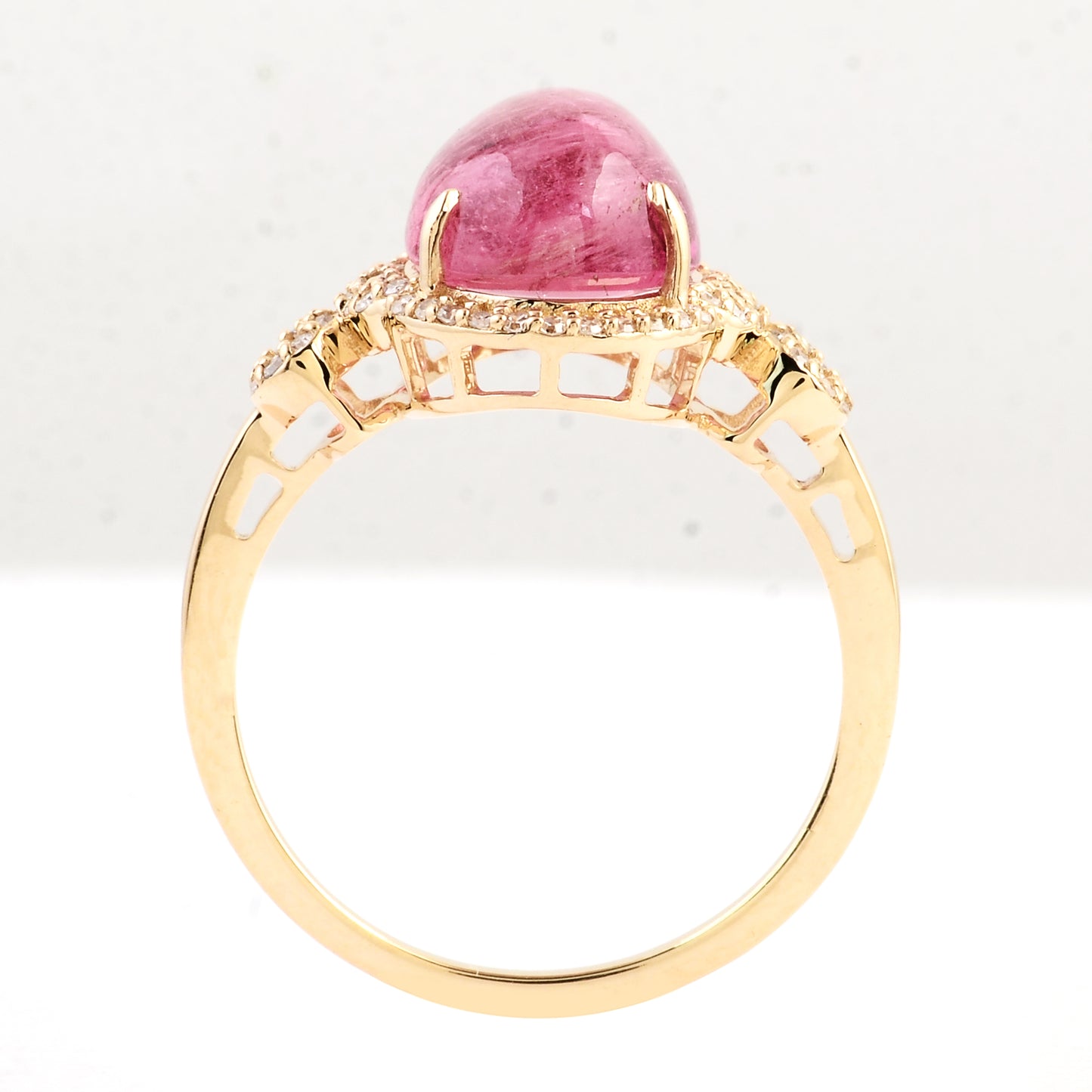 4.71 Ct Oval Cabochon Natural Tourmaline 14K Gold Ring