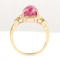 4.71 Ct Oval Cabochon Natural Tourmaline 14K Gold Ring