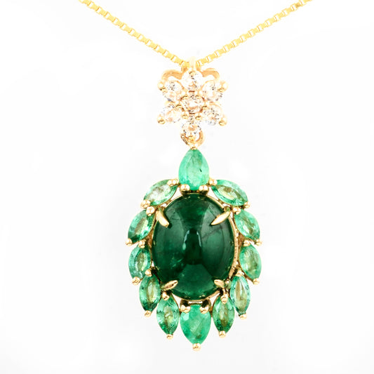 4.61 Ct Oval Natural Beryl Emerald 14K Gold Pendant
