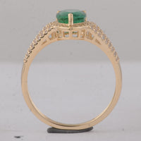 1.52 Ct Pear Emerald 9K Gold Ring
