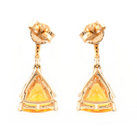 1.53 Ct Triangle Mixed Cut Natural Fire Opal 14K Gold Earrings