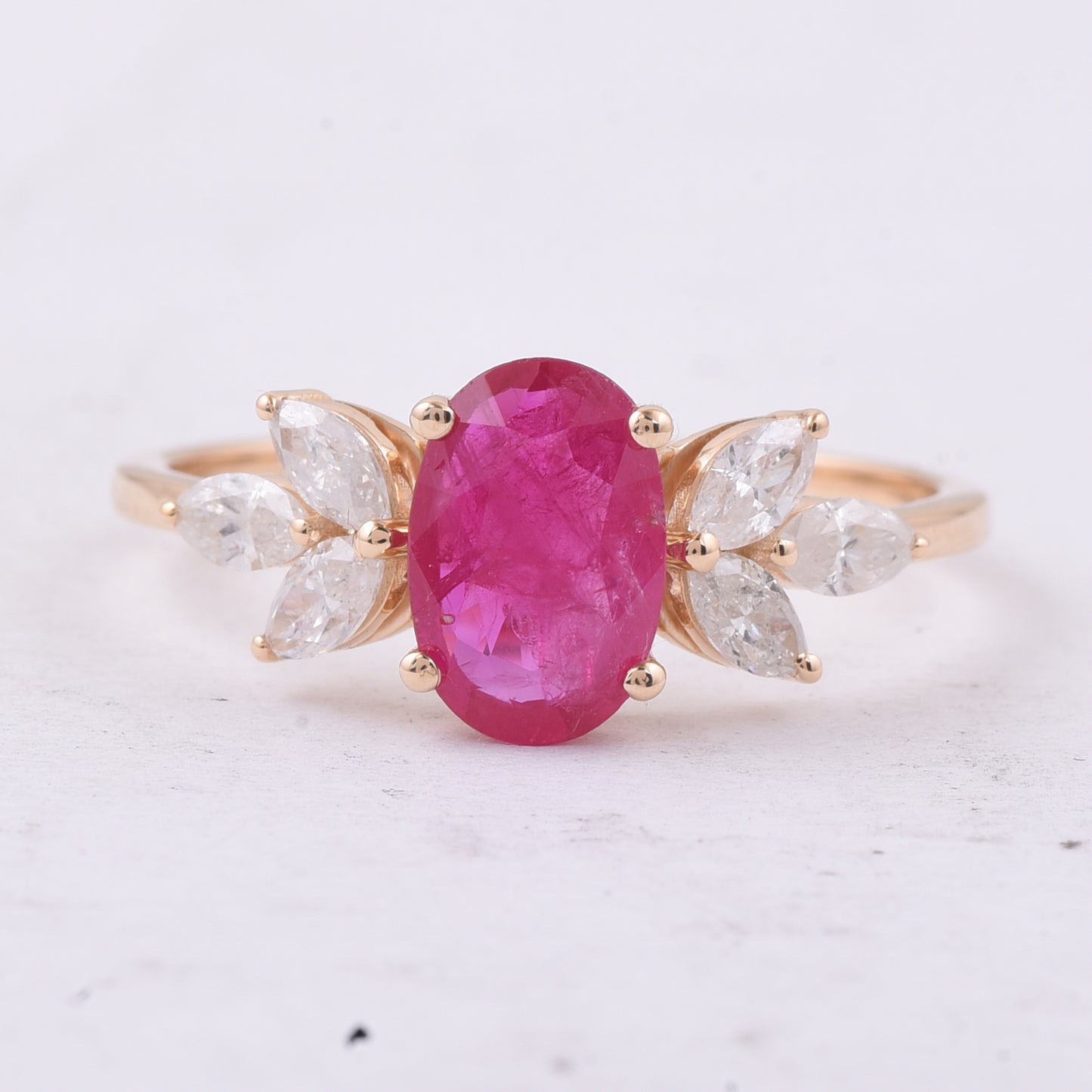 1.65 Ct Oval Natural Ruby 14K Gold Ring