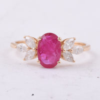 1.65 Ct Oval Natural Ruby 14K Gold Ring