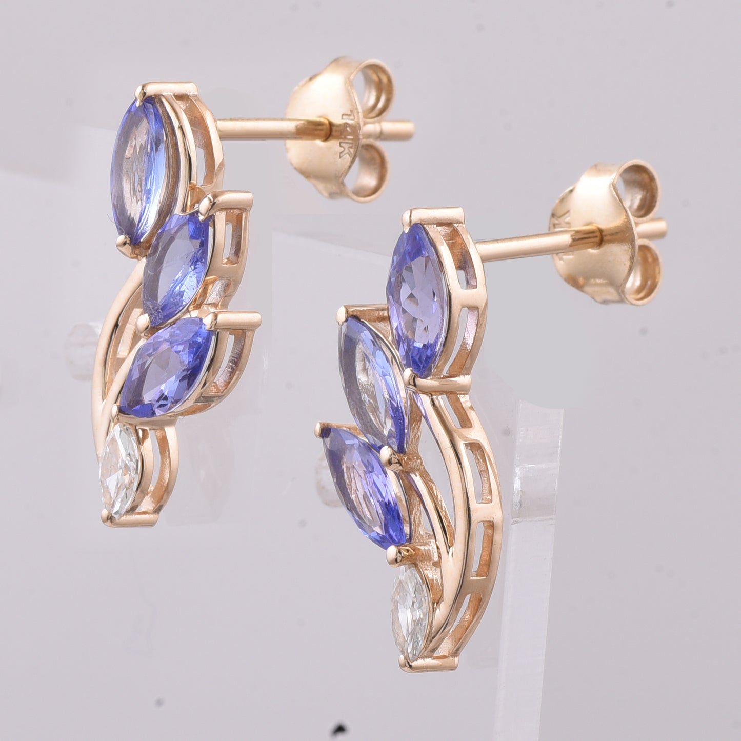 1.20 Ct Marquise Natural Tanzanite 14K Gold Earrings
