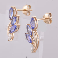 1.20 Ct Marquise Natural Tanzanite 14K Gold Earrings