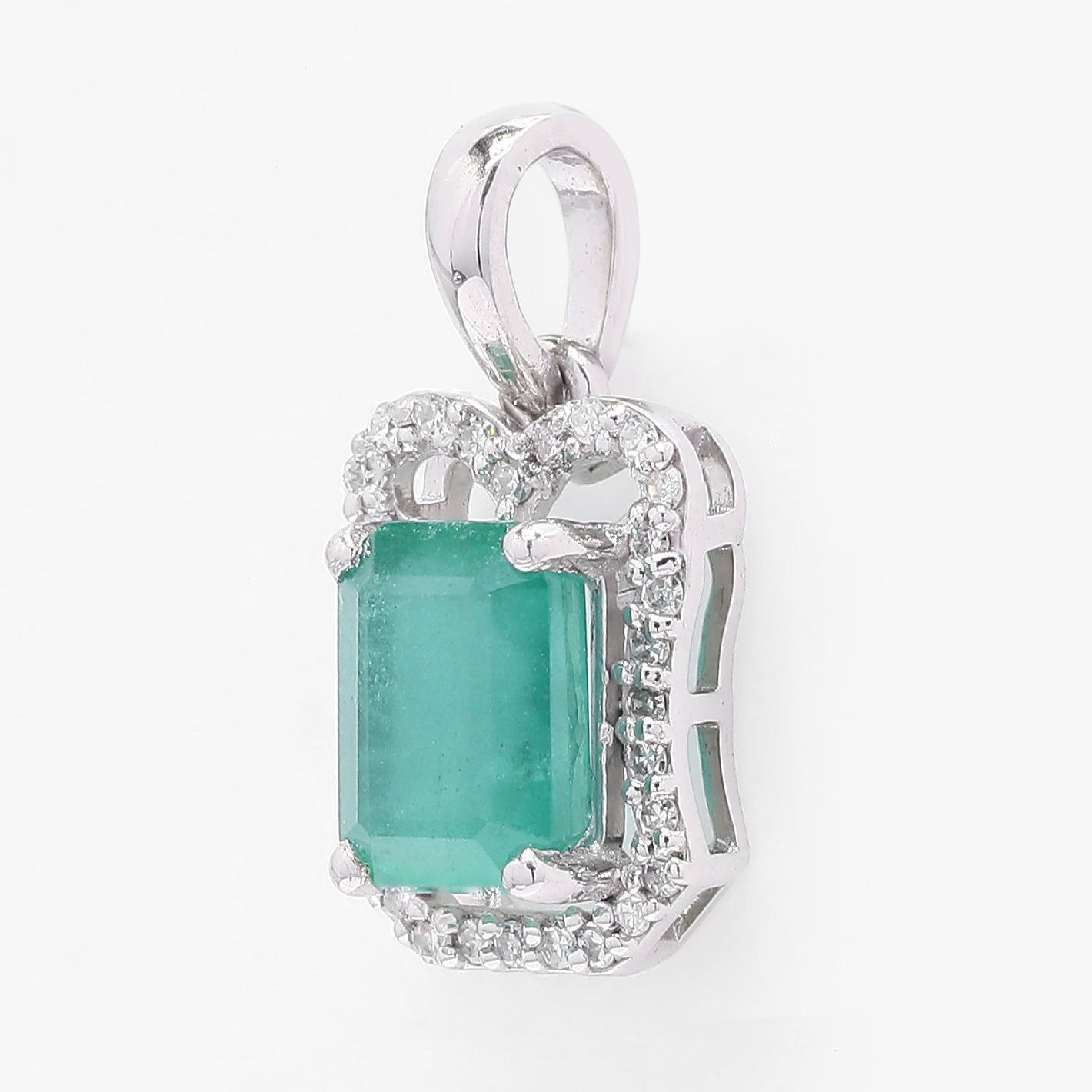 1.21 Ct Octagon Step Cut Natural Emerald 950 Platinum Pendant