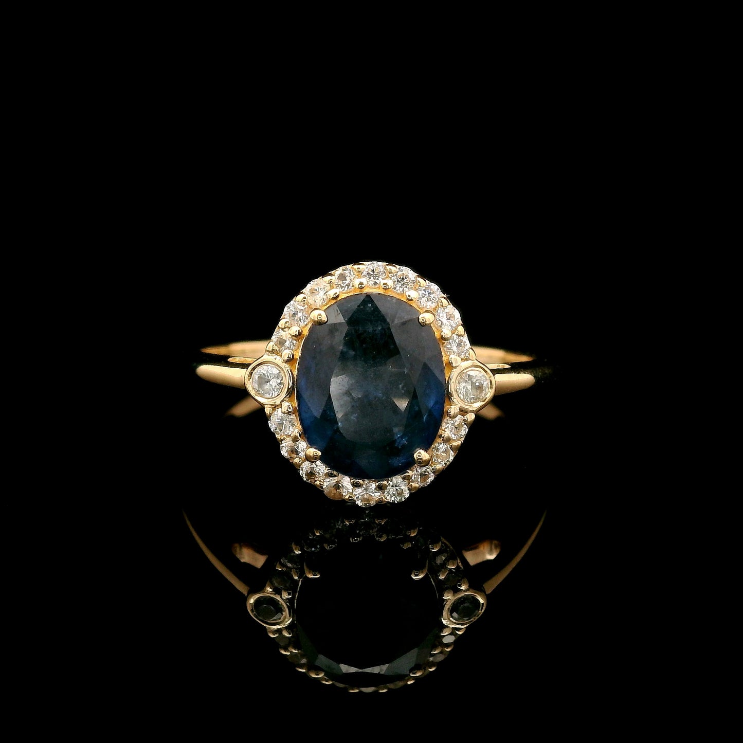 1.90 Ct Oval Mixed Cut Natural Corundum Sapphire 14K Gold Ring
