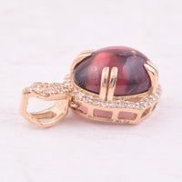 2.82 Ct Oval Cabochon Cut Natural Rubellite 14K Gold Pendant