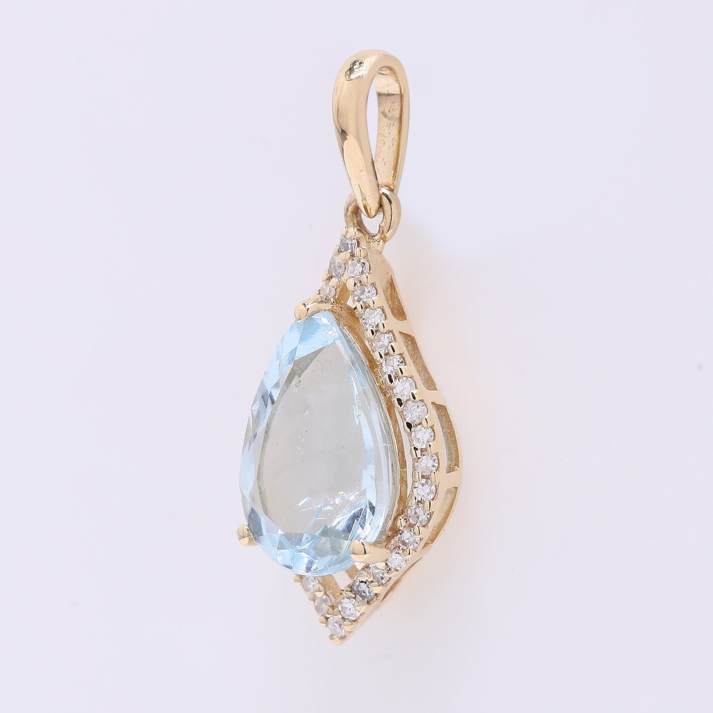 1.84 Ct Pear Aquamarine 14K Gold Pendant