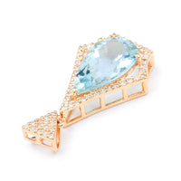 2.17 Ct Pear Mixed Cut Natural Aquamarine 14K Gold Pendant