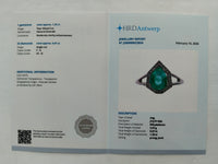 1.40 Ct Pear Mixed Cut Natural Emerald 950 Platinum Ring