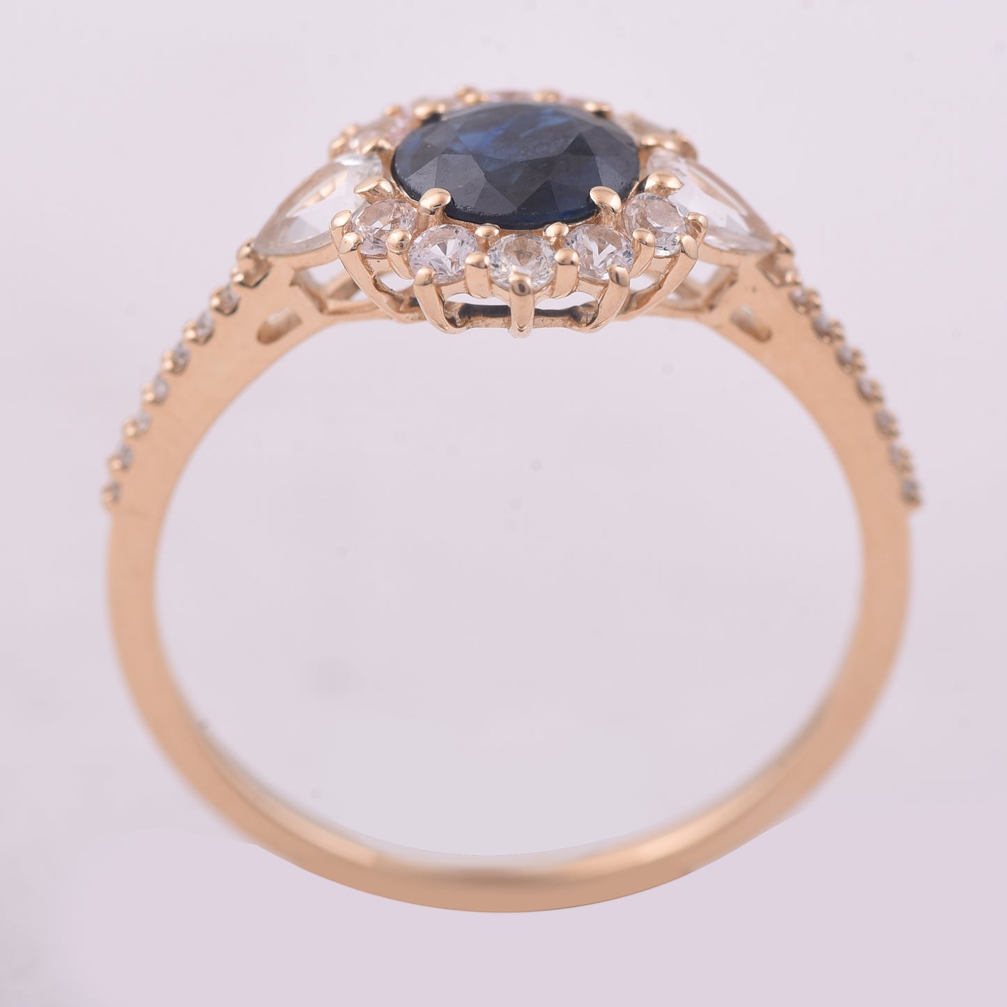 1.49 Ct Round Mixed Cut Natural Sapphire 14K Gold Ring