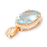 2.70 Ct Oval Mixed Cut Natural Aquamarine 14K Gold Pendant