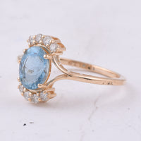 1.39 Ct Oval Natural Aquamarine 14K Gold Ring
