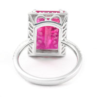 9.81 Ct Rectangular Step Cut Natural Corundum Ruby 950 Platinum Ring