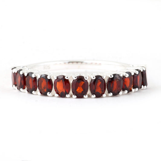 2.15 Ct Oval Garnet 925 Sterling Silver Ring