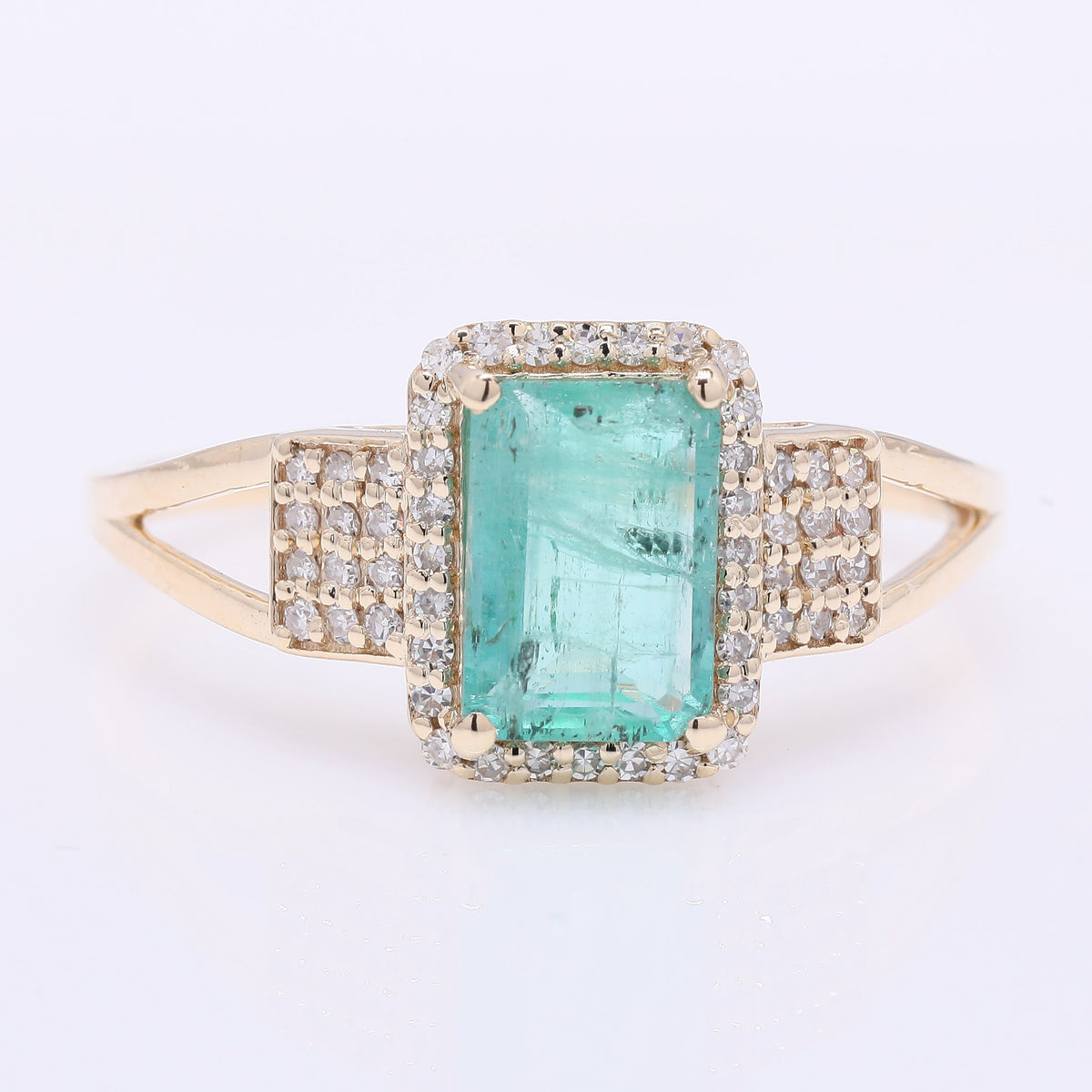 1.31 Ct Octagon Step Cut Natural Emerald 14K Gold Ring