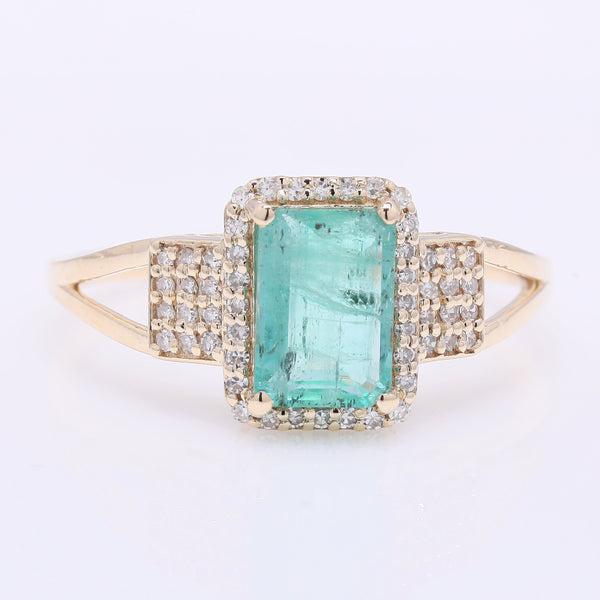1.31 Ct Octagon Step Cut Natural Emerald 14K Gold Ring
