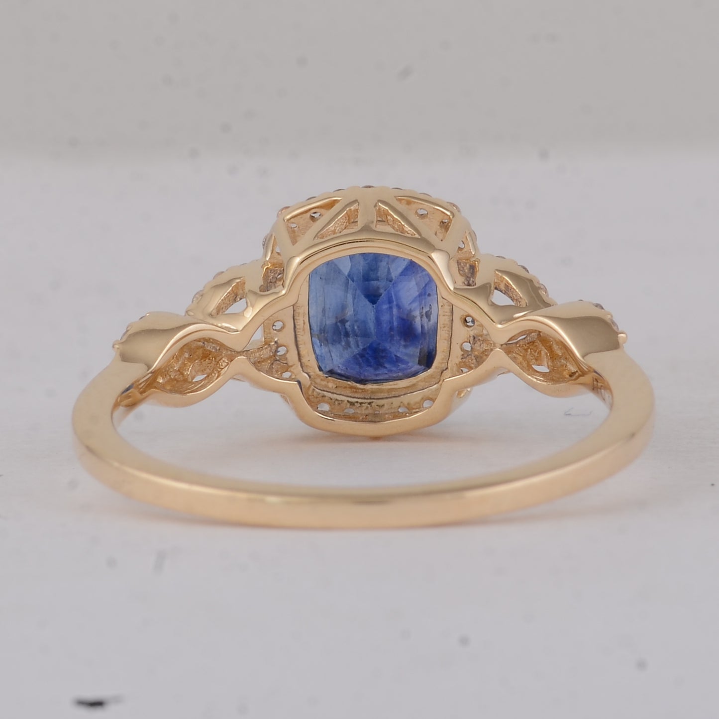 2.13 Ct Cushion Sapphire 9K Gold Ring