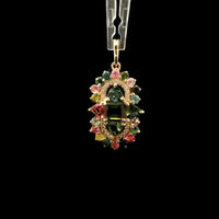 1.56 Ct Square Tourmaline 14K Gold Pendant