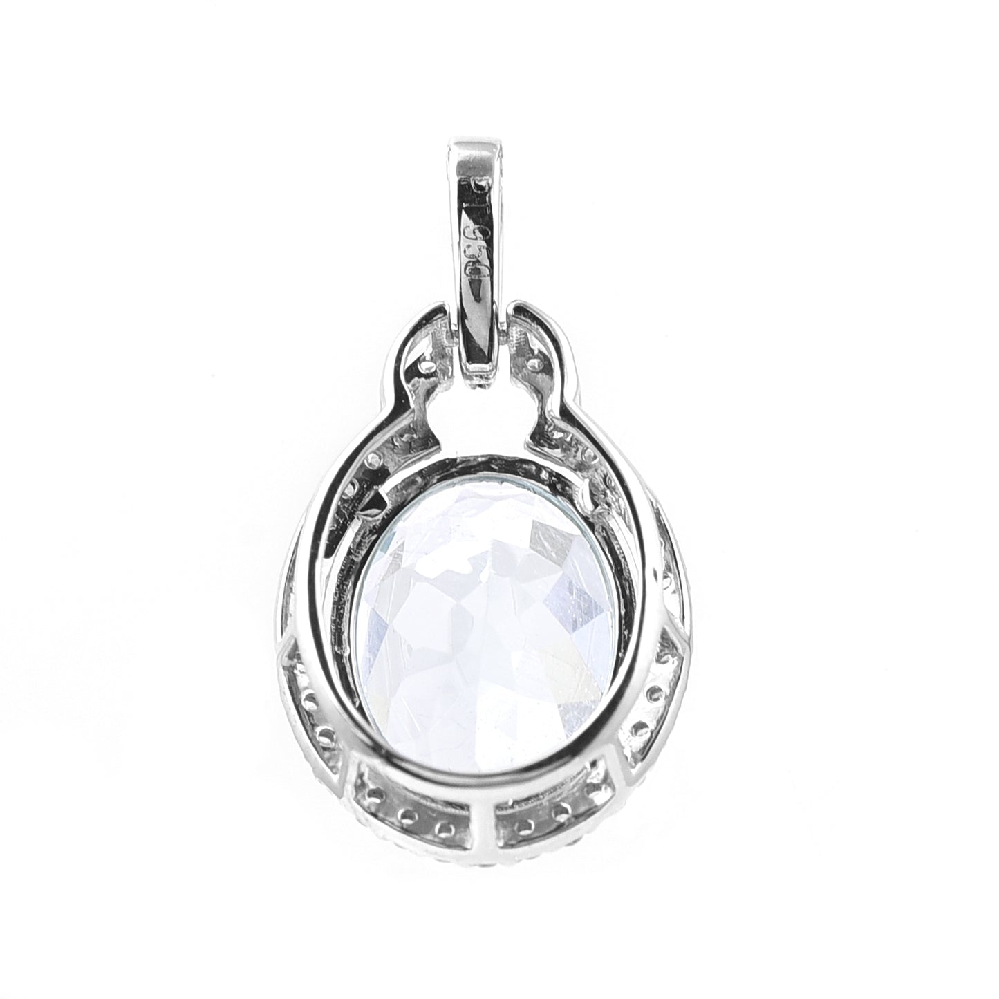 2.57 Ct Oval Mixed Cut Natural Aquamarine 950 Platinum Pendant