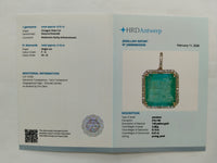 6.36 Ct Octagon Step Cut Natural Emerald 14K Gold Pendant