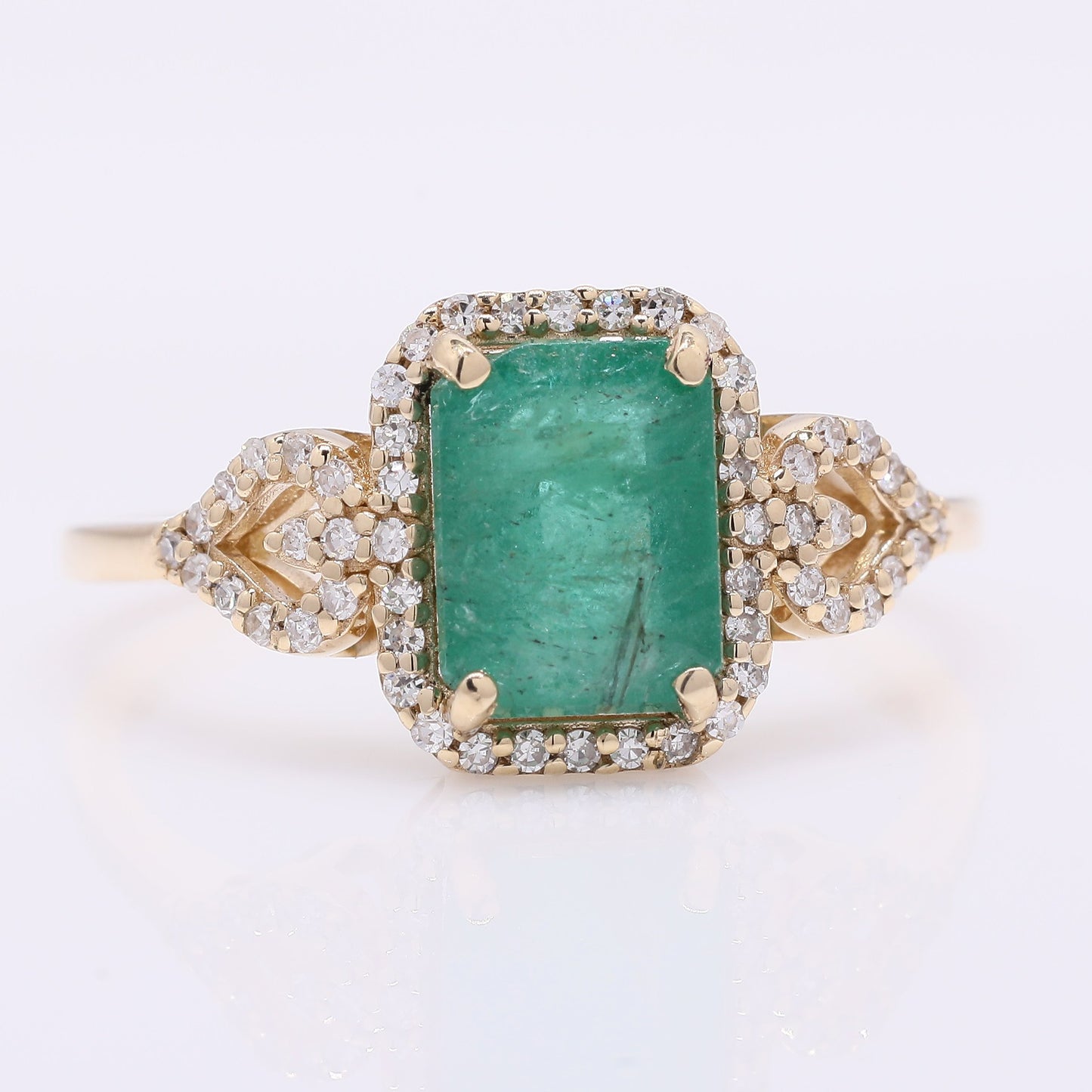 1.77 Ct Octagon Step Cut Natural Emerald 14K Gold Ring