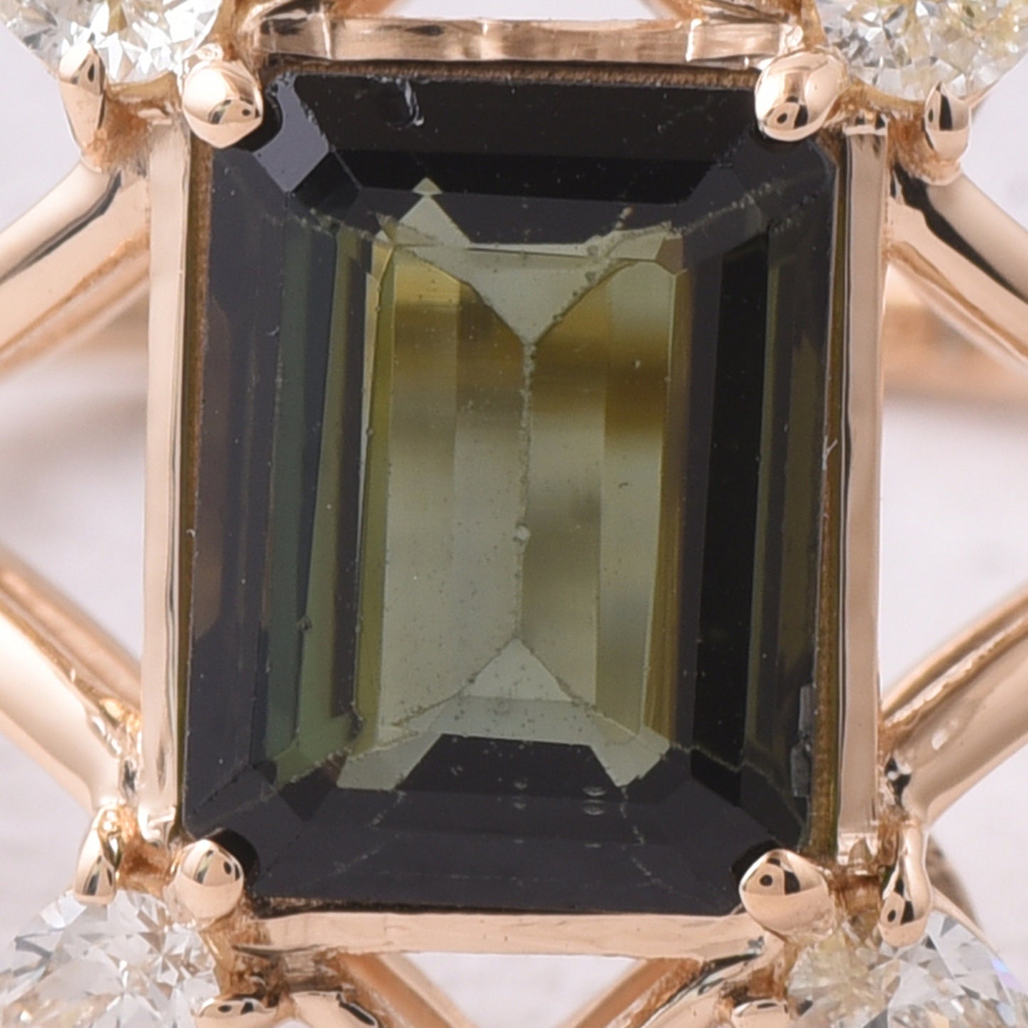 2.03 Ct Octagon Step Cut Natural Tourmaline 14K Gold Ring