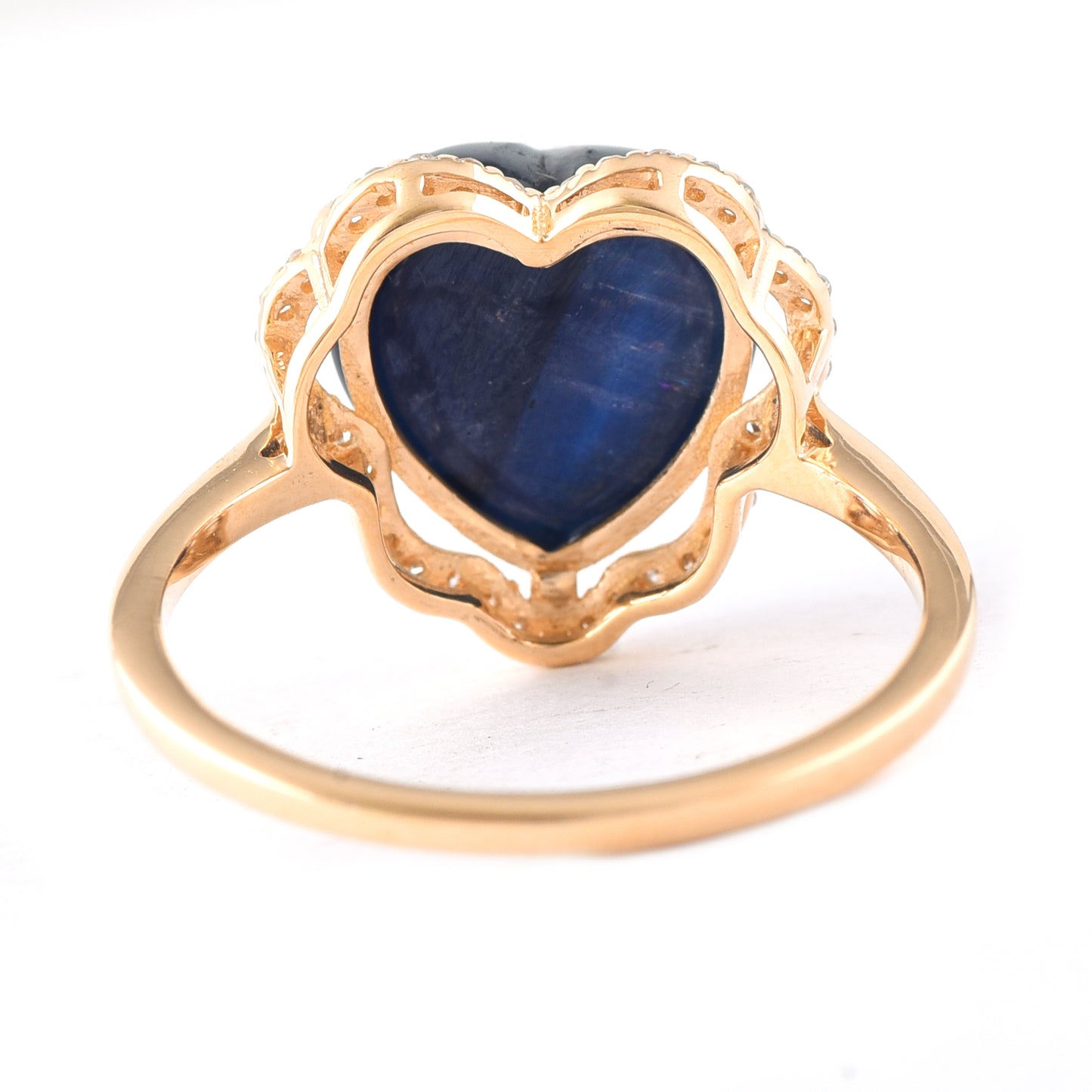 6.85 Ct Heart Cabochon Natural Sapphire 14K Gold Ring