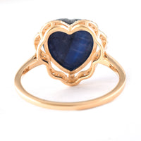 6.85 Ct Heart Cabochon Natural Sapphire 14K Gold Ring